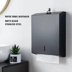 Paper Towel Dispenser Wall Mount Commercial c fold Multifold Trifold, Touchless Hand Towel Dispenser with Lock, (Matte Black)
