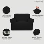 Easy-Going Stretch Oversized Chair Sofa Slipcover 1-Piece Couch Sofa Cover Furniture Protector Soft with Elastic Bottom for Kids Spandex Jacquard Fabric Small Checks Black