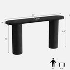 55" Fluted Console Table with Solid Wood Legs, Long Farmhouse Entryway Table with Rounded Corners, Morden Sofa Tables Behind Couch for Foyer, Entrance, Living Room, Hallway