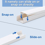 157in Cord Hider Kit, Cord Covers for Wires on Wall, Cable Hider Cord Organizer, Wire Hiders for TV on Wall, Cord Concealer, Cable Cover Wall Wire Management, 10 X L15.7 W1.18 H0.6in, White