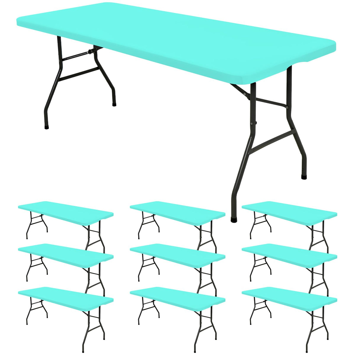REWOMC 6 Pack Stretch Table Top Cap Cover, Sage Green, 30" x 96"