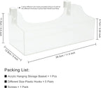 Acrylic Hanging Bedside Shelf - Multiple Purpose Bedside Caddy For Bed/Bunk Bed,Cubical Wall Shelf Storage Organizer File Holder For Home Office(Clear)