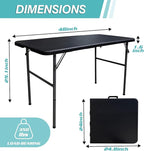 4FT Plastic Folding Table - Lightweight & Portable for Camping, Picnic, Card Games - Indoor Outdoor Foldable Dining & Utility Table(Black)
