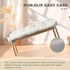 Bench Cushion 48 inches,Indoor/Outdoor Non-Slip Tufted Cushions, Premium Waterproof Linen, Soft Piano Sofa Cushions, Entryway Storage, Bay Window, High-Density Memory Foam(Light Grey-48x16x4in)