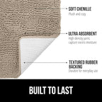 GORILLA GRIP Bath Rug Mat 30x20, Thick Soft Absorbent Chenille, Quick Dry Microfiber Mats, Rubber Backing Washable Shower Floor Rugs, US Designed Bathroom Bathmat Home Decor Accessories, Gray Beige