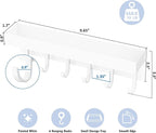 Magnetic Key Holder, Small Wall Mount Key Rack with Shelf for Fridge, 6 Metal Hooks, 9.65 Inch, 2 Installation Options, White