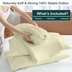 NON Sticky cotton Twin Size Sleeper Sofa Sheets, 4 Piece Egyptian Cotton Bed Sheet Set for Sofa Bed, 10" Deep Pocket for Pull Out Couch Mattress, 39" x 75", Ivory Stripe, Soft & Breathable
