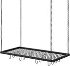 CHOEZON Hanging Pot Rack, Ceiling Mounted Pot Hanger for Kitchen, Metal Cookware Storage Organizer with 12 Hooks, for Storage of Cookware, Utensils in Kitchen, Black TPR31BB