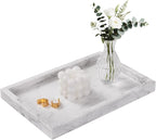 Marble Bathroom Tray for Countertop & Home Decor, Natural Decorative Marble Tray for Jewelry & Perfume Organizer, Luxury Stone Vanity Trays for Dresser, Kitchen Counter, 12" x 8", White