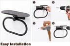 Hand Towel Ring with Shelf, Stainless Steel Hand Towel Holder, Heavy Duty Bath Accessories, Wall Mounted Towel Hanger for Bathroom Kitchen (Matte Black)