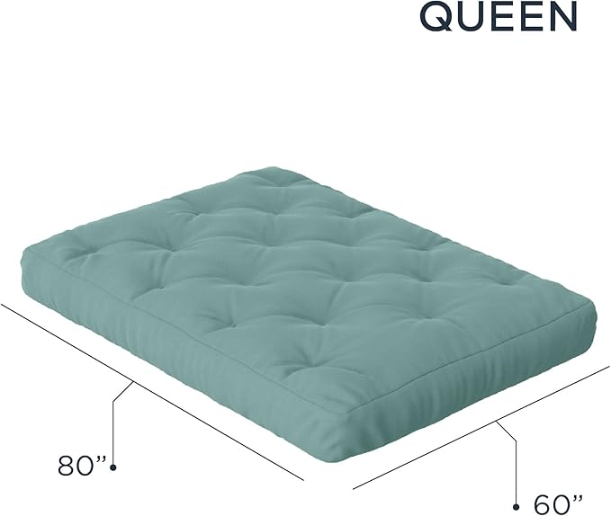 Royal Sleep Products by The Futon Factory 6 inch Foam Futon Mattress - Solid Teal Cover - Queen Size - CertiPUR Certified Foams - Made in USA - Replacement Mattress - (Frame not Included)