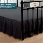 Shreem Linen Ruffled Bed Skirt with Split Corners, Gathered Style, 100% Microfiber, 16-Inch Drop, Dust Ruffle Bedskirt with Platform, Full, Dark Grey
