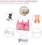 Bseash Bunk Bed Organizer, Bedside Caddy Hanging Bed Organizer Storage Bag 8 Pockets, for College Dorm Rooms Bed, Hospital Bed, Baby Bed Rails, 600D Oxford Cloth (Pink)