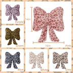 Leopard Print Bow Throw Pillows Cute Plush Pillow Stuffed Bow Backrest Cushion Home & Car Decoration