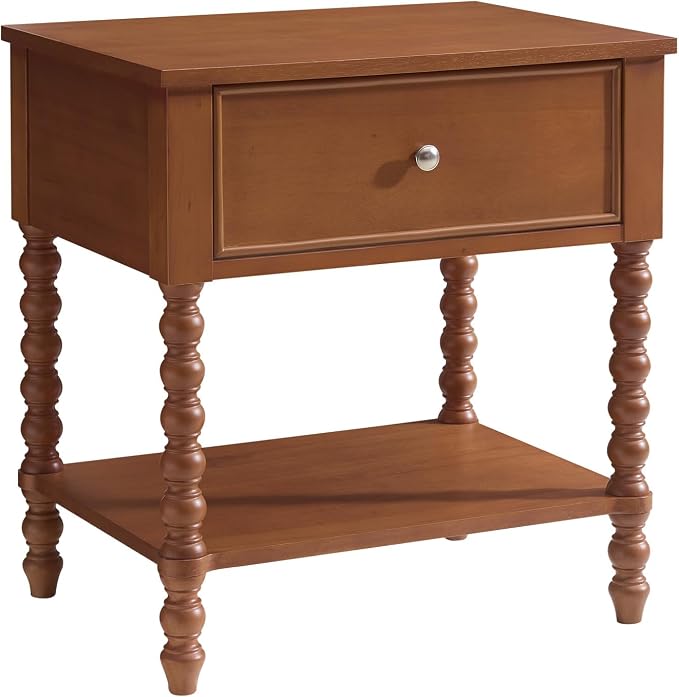 AMERLIFE 24" Wooden Nightstand, Vintage Bedside Table