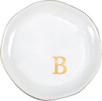 ProCase Ceramic Jewelry Tray, Initial Ring Dish Trinket Plate Engagement Gift, Small Personalized Monogram Ring Bowl for Wedding, White Decorative Jewelry Holder for Women Vanity -Letter B