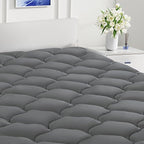 LEISURE TOWN Queen Mattress Pad Fitted Quilted Cotton Mattress Cover Cooling Soft Pillow Top Mattress Topper with Down Alternative Filling Mattress Protector with 8-21 Deep Pocket (60x80 Inche Grey)