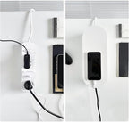 2 Pack White Cable Management Box, Plastic Cord Organizer Box Under Desk, Power Strips Hider for Home Office, Phone Charger, Electronics Wires, Surge Protector Cover Bin (Large)