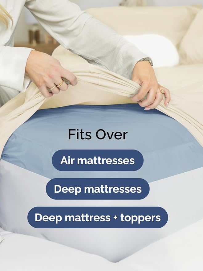 Extra Deep Pocket King Sheets - 4 Piece Breathable & Cooling Bed Sheets - Hotel Luxury Bed Sheet Set - Soft, Wrinkle Free & Comfy - Easily Fits Extra Deep Mattresses - Deep Pocket Off White Sheets Set