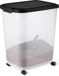 Amazon Basics Pet Food Storage Container with Wheels, BPA-Free, Detachable Scoop, 30lbs Capacity, Reliable Seal