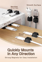 Magnetic Clip for Cords, Maveek 5 Pack Cable Holder Magnet Cord Clips Organizer Desk Wall Metal Table Cable Management for Charger USB C Home Office Car (Black)
