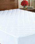 Quilted Fitted Mattress Pad Twin XL Size - Elastic Fitted Mattress Topper Protector & Cover - Breathable, Soft, Low Profile Top Cover with 8-16 Inch Deep Pockets - Easy-Fit & Machine Washable - White