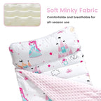 david's kids Toddler Nap Mat with Removable Pillow and Minky Fleece Blanket, Ultra Soft Slumber Bags for Girls, Perfect for Preschool, Daycare, Kids Sleeping Bags with Rollup Design, 50"x20", Princess