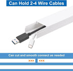 HARFINGTON 4pcs Cord Hider Wall 15inx1.18inx0.6in (LxWxH) PVC Cable Cover Self Adhesive Wire Hider Wall Mounted TV Cable Raceway for Cables Management (60in Total Length),White