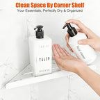 Fikoksol Shower Caddy, 2 Pack Bathroom Corner Shelf, Triangle Shelf Storage for Bathroom Shower, White Metal Shower Shelf & Rustproof Wall Mounted Adheisve Glue Organizer Accessories and Essentials