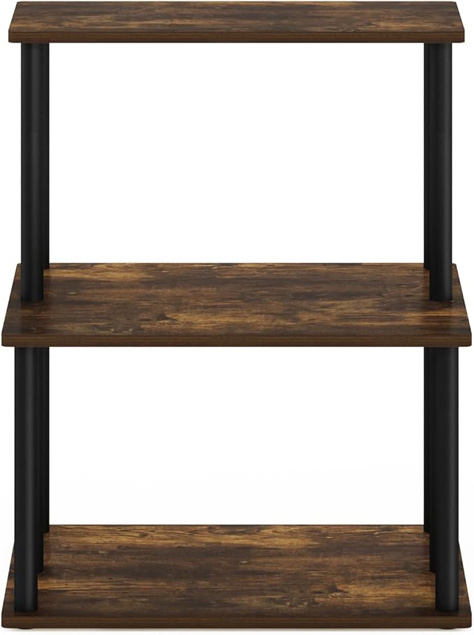 Furinno Turn-N-Tube 3-Tier Toolless Kitchen Storage Shelf, Amber Pine/Black