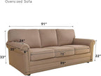 Easy-Going Stretch Oversized Sofa Slipcover 1-Piece Sofa Cover Furniture Protector Couch Soft with Elastic Bottom for Kids, Polyester Spandex Jacquard Fabric Small Checks Khaki