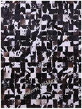 Modern Design Premium Cowhide Leather Carpet with Chevron Pattern, Area Rug (Brown/White-2, 9x12)