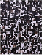 Modern Design Premium Cowhide Leather Carpet with Chevron Pattern, Area Rug (Brown/White-2, 9x12)