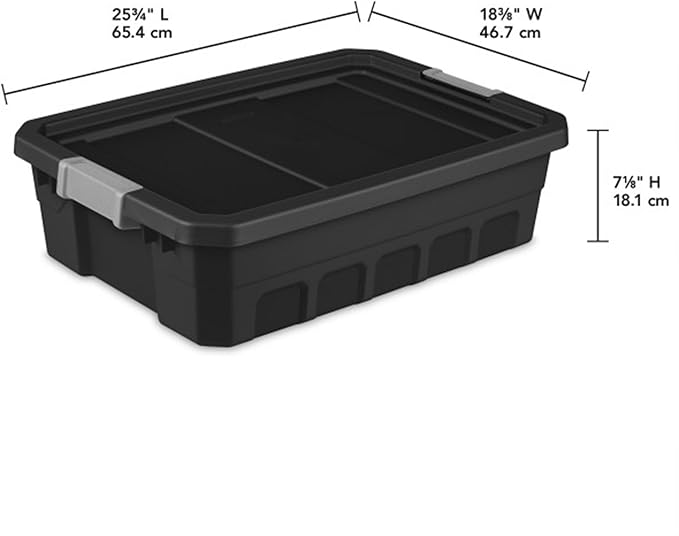 Sterilite 18-Pack Plastic Storage Bins with Lids, Stackable Containers, 10 Gallon, Black
