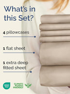 Extra Deep Full Sheet Set - 6 Piece Breathable and Cooling Sheets - Hotel Luxury Bed Sheets Set - Easy & Secure Fit - Soft, Wrinkle Free and Comfy Sheets Set - Wheat Sheet Set with Extra Deep Pockets