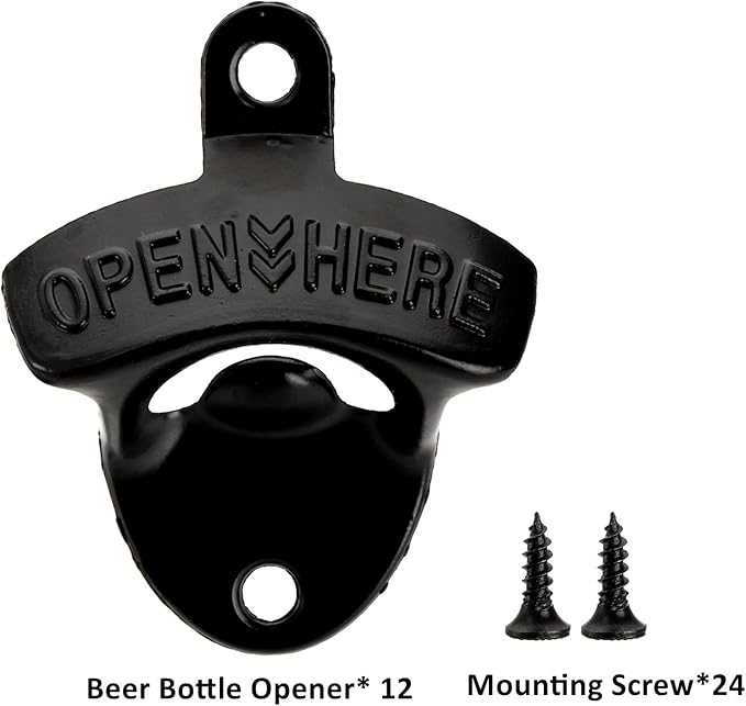 ZOOFOX 12-Piece Wall Mounted Vintage Metal Bottle Opener for Bar, KTV, Home and Outdoor
