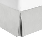 Bed Skirt - 100% Cotton 800 Thread Count Box Pleated Bed Skirt - Luxury Pleated Dust Ruffle, Hotel Quality Modern Bed Skirt, Easy Fit with 12 Inch Tailored Drop, RV King, Light Grey