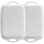 ZAROCRUS Extra Large Serving Tray with Handles, 19 x12 inch, Set of 2, Melamine Platters for Serving Food, Turkey, Cookie, Farmhouse Rectangular Brekfast Tray, Dishwasher Safe, Gray