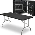 MoNiBloom 6Ft Folding Table, Heavy Duty Portable Plastic Dining Tables Fold in Half Indoor Outdoor Desk w/Handle, Lock for Camping Picnic Party, Black