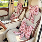 2 Pack Cute Leopard Print Bow Throw Pillows Furry Cheetah Bownote Plush Pillow Decor Bow Lumbar Suffed Pillow for Home Living Room Bedroom Bed Couch Cushion