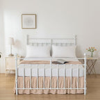 Bed Skirt Queen Size Ruffled Bed Skirt with Split Corners, 16 Inch Drop Dust Ruffle Bed Skirts with Platform, Boho Tufted Shabby Chic Queen Size Bed Skirts, Cream