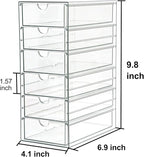 Clear Drawer Organizer, Transparent Plastic Storage Drawers, Hair Accessaries Organizer Case Display Stand, Acrylic Organizers for Organizing Eyeglass, Hair Ties, Accessories (Large - 6-Drawer)