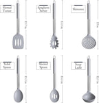 Silicone Kitchen Utensils Set - Culinary Couture 6-Pieces Grey Silicone Cooking Utensils Set for Nonstick Cookware - Stainless Steel Handle