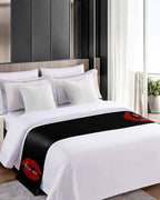 Red Lip Print Kiss Me Bed Runners for Bedroom Hotel,Decorative Bedding Scarf Black Back Bed End Blanket Bedding Runner Scarves for Twin Size Bed,71x20in