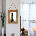 Rectangle Wall Mirror for Bathroom, Distressed White Wood Decor with Hanging Rope for Rustic Home Decor, Vanity, Living Room 12"×16"（Wooden）