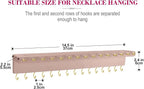 YYILIS Necklace Holder, Upgraded Extra Large Wall Necklace Organizer with 30 Hooks Wall Mounted Necklace Hanger with Jewelry Tray/Cosmetics Shelf Rustic Pine Wood Holder (Pink)