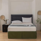 Queen Bed Skirt, Wrap Around Bed Skirt with Pleated Corner, 14 Inch Drop Pleated Waffle Weave Bedskirts, Anti-Slip, Microfiber, Green, 14'' Queen