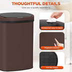 PayLessHere | 13 Gallon Stainless Steel Trash Can | Brown | Automatic Touchless Lid with Motion Sensor | Kitchen Garbage Can with Waterproof Design | for Home, Office, Bathroom | Pack of 1