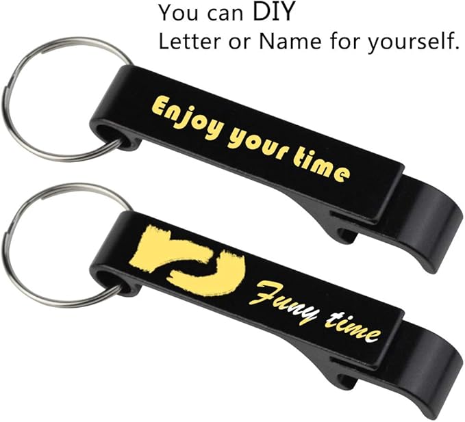 cnomg 16 pcs Metal Bottle Opener, Split Key Ring Chain Keychain Bulk Aluminum Pocket Claw Bar Soda Beverage Beer Bottle Opener (black)