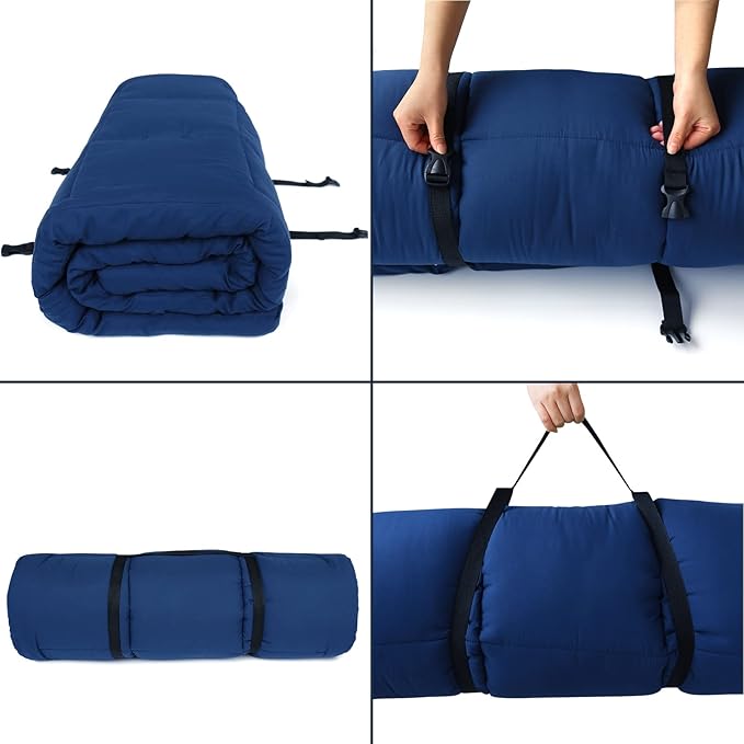 Cot Mattress Topper (Improved Thickness), Foam Quilted Pads for Camping, Soft Comfortable Sleeping Cot Mattress Pad Only, Camping Pad 75"x30" for Camp Cot/Rv Bunk/Narrow Twin Beds, Navy